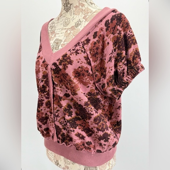 PILCRO Muted Pink floral print double-V top size S - Picture 6 of 15